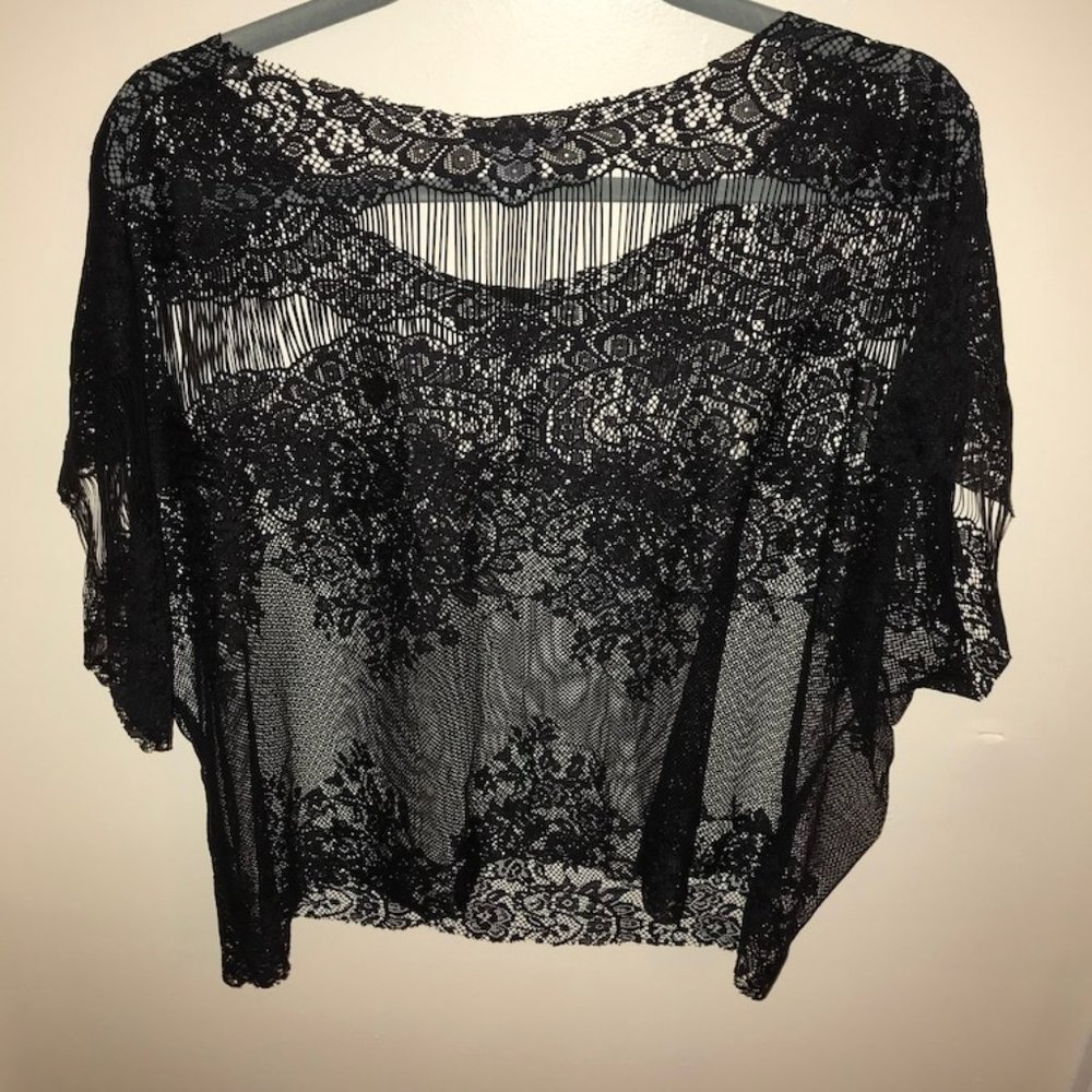 Bar III Semi-Crop Top Shirt/Mesh Shirt